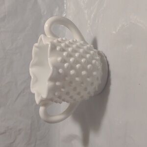 ☘️VINTAGE FENTON HOBNAIL WHITE MILK GLASS STAR-SHAPED SUGAR BOWL MCM Unused